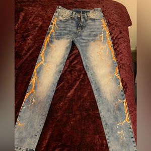 RUE 21 Orange Lightning Bolt Jeans